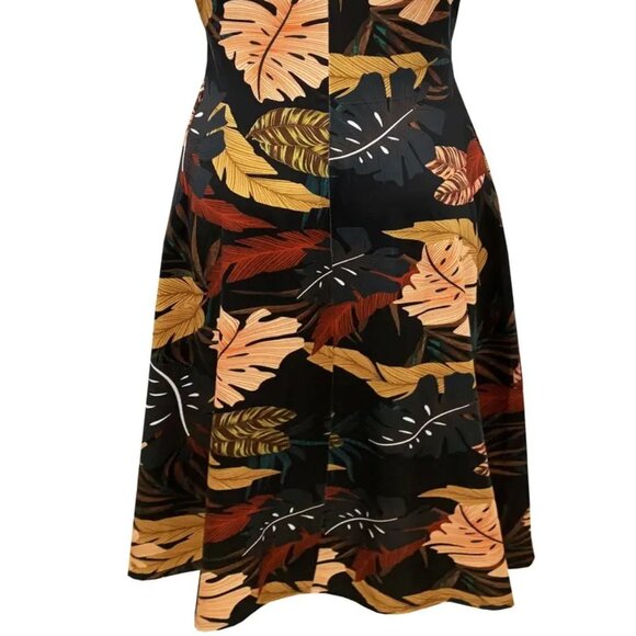 Women's Plus Size Tropical Leaf Print Slingback Pocket Holiday Summer Dress 22W - Picture 6 of 12